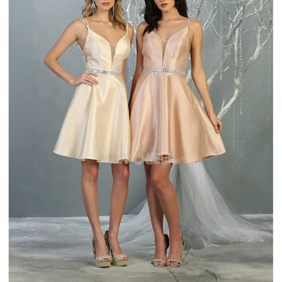 Dresses & Skirts - Crisscross open back embellished belt cocktail sleeveless  evening dress